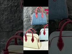 Washed Denim with Imported Vegetable-Tanned Leather Canvas Boston Bag