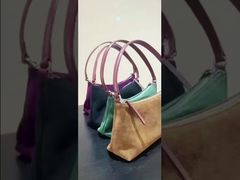 Top-Grain High-Gloss Suede Cowhide Underarm Baguette Bag genuine leather bag